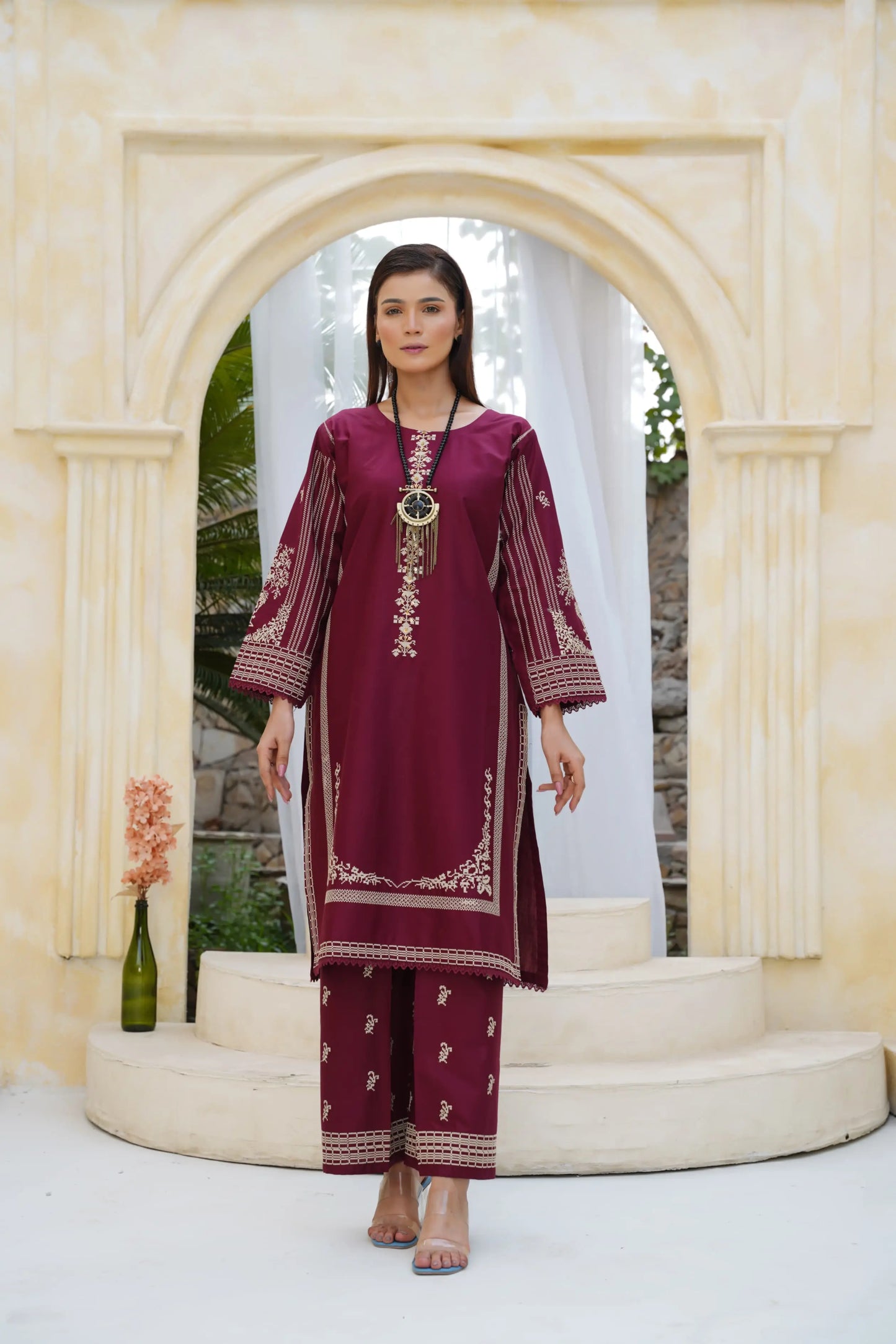 Ayla 2Pc – Embroidered Pima Lawn Dress