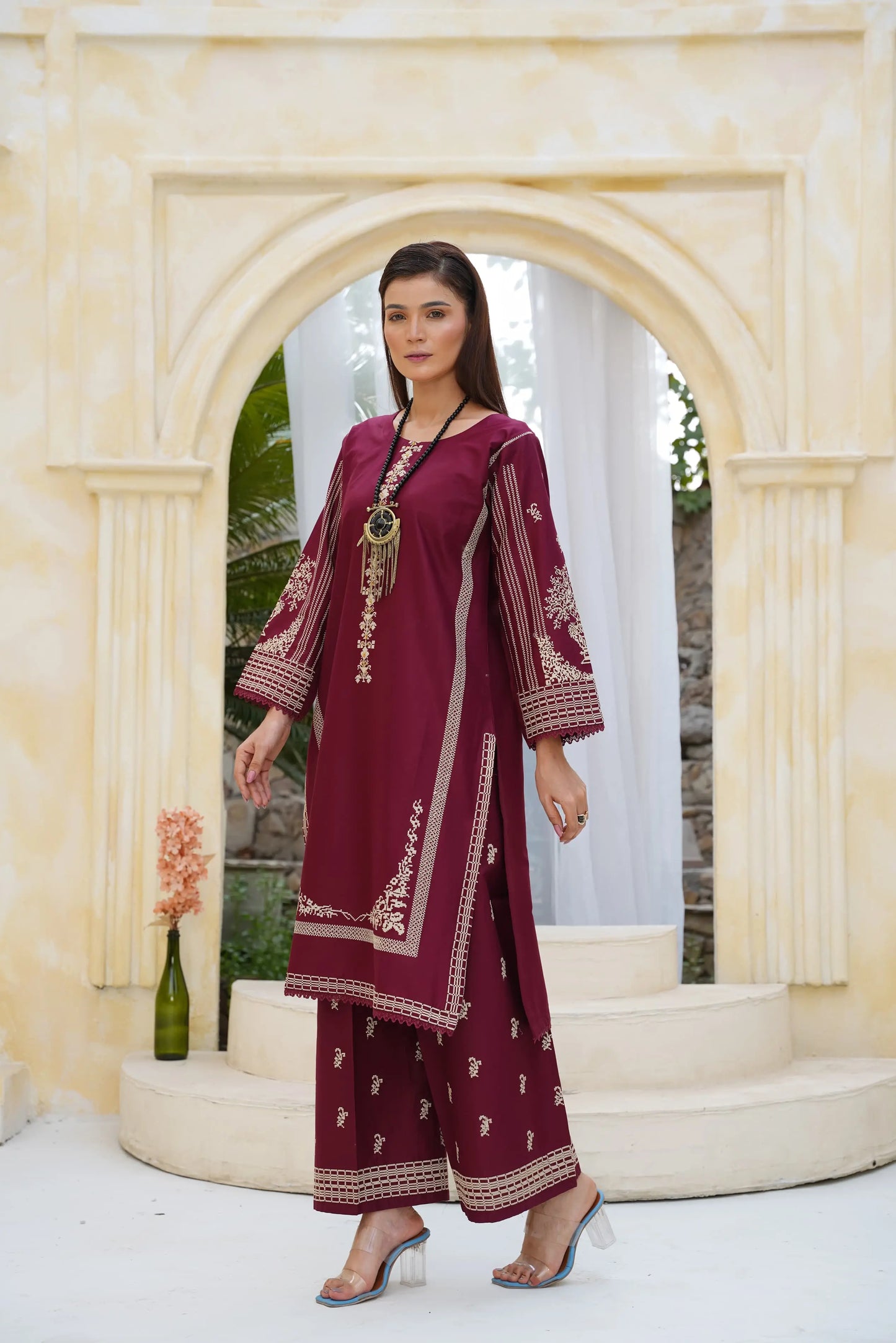 Ayla 2Pc – Embroidered Pima Lawn Dress