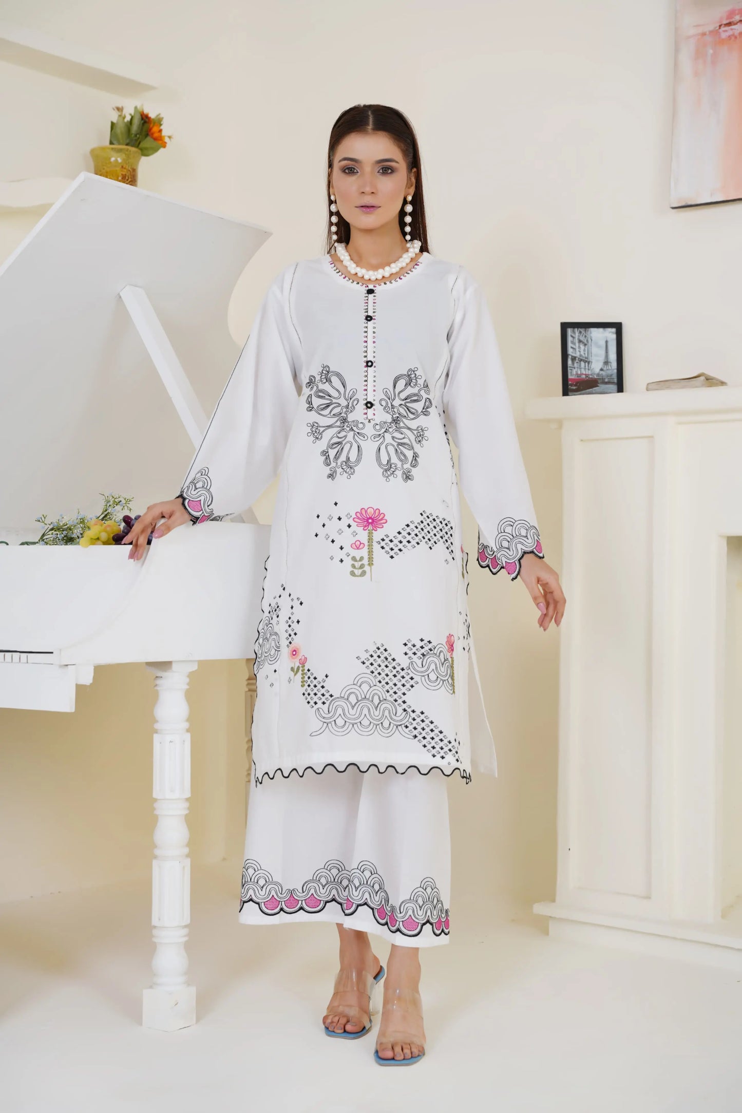 Lira 2Pc – Embroidered Pima Lawn Dress