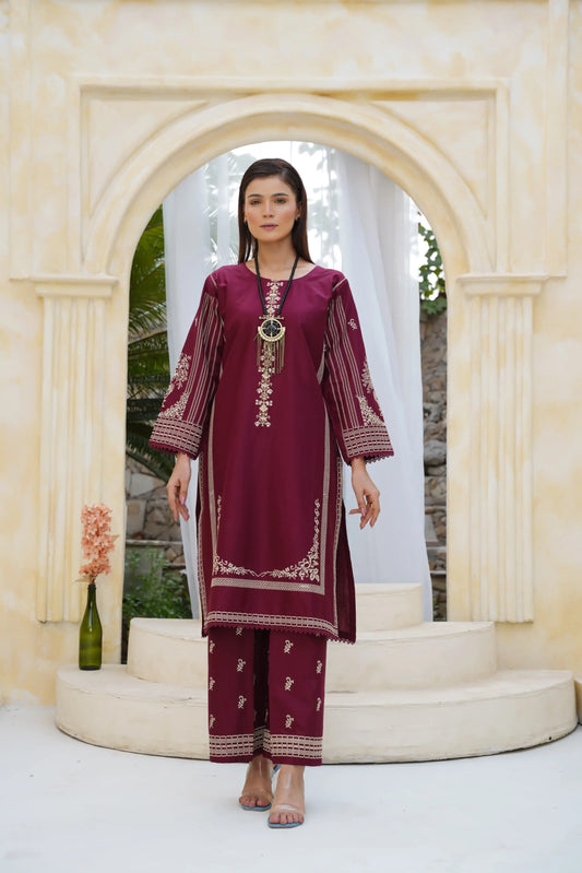 Ayla 2Pc – Embroidered Pima Lawn Dress