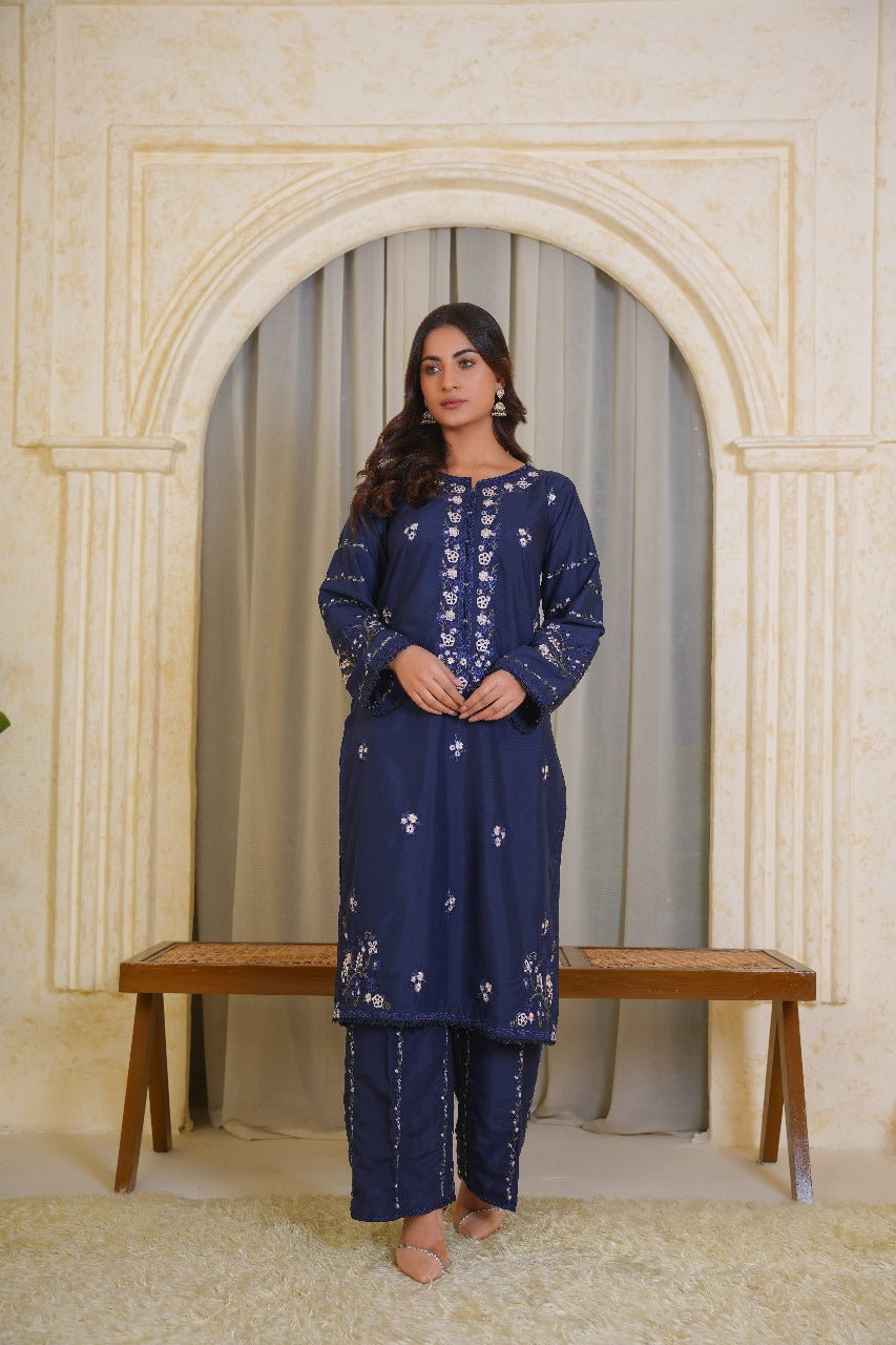 Ameera 2Pc – Embroidered Pima Lawn Dress