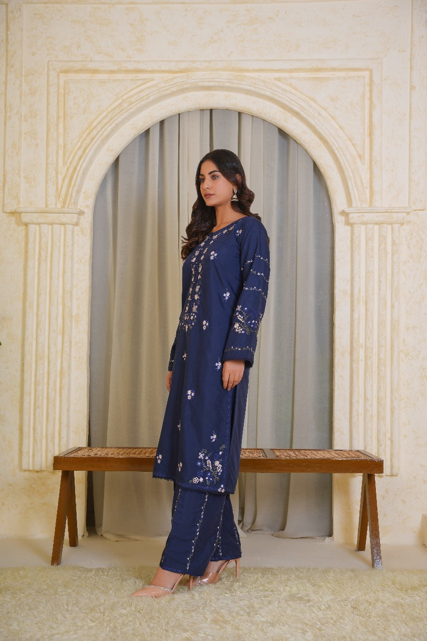 Ameera 2Pc – Embroidered Pima Lawn Dress