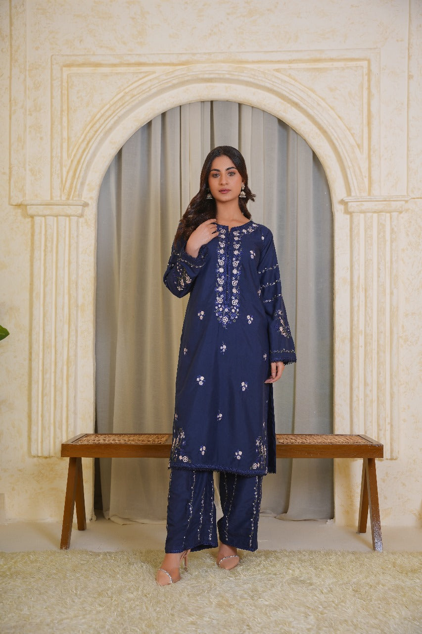 Ameera 2Pc – Embroidered Pima Lawn Dress
